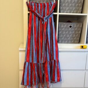 Pomander Place Striped Maxi Skirt in Red and Blue